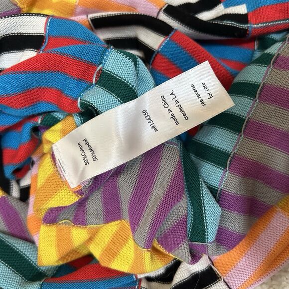 Replica Los Angeles Sheath Tank Dress Sz M Knit Colorful Multi Stripe Midi Blue - Picture 8 of 9